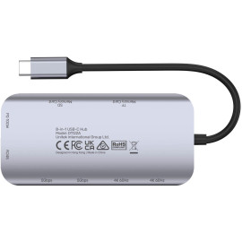 Unitek D1122A01 Aktywny hub USB-C 5Gbps, 2x HDMI 4K, czytnik kart, RJ-45, PD 100W