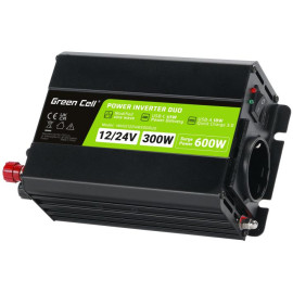 PRZETWORNICA NAPIĘCIA INVERTER Green Cell DUO 12/24V - 230V 300W/600W MODYFIKOWANA SINUSOIDA