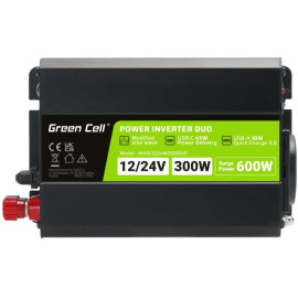 PRZETWORNICA NAPIĘCIA INVERTER Green Cell DUO 12/24V - 230V 300W/600W MODYFIKOWANA SINUSOIDA