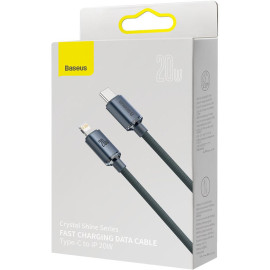 KABEL USB-C / Lightning iPhone Baseus Crystal CAJY000301 2m 20W PD QC CZARNY W OPLOCIE PREMIUM