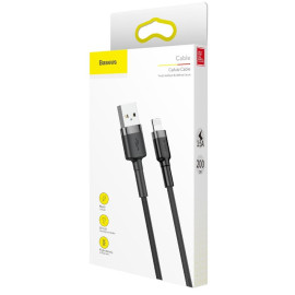 KABEL USB-A / Lightning iPhone Baseus Cafule CALKLF-CG1 200cm Apple 1.5A CZARNO-SZARY W OPLOCIE