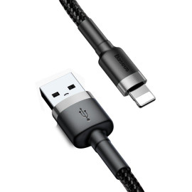 KABEL USB-A / Lightning iPhone Baseus Cafule CALKLF-CG1 200cm Apple 1.5A CZARNO-SZARY W OPLOCIE