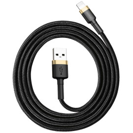 KABEL USB-A / Lightning iPhone Baseus Cafule CALKLF-BV1 100cm Apple 2.4A CZARNO-ZŁOTY W OPLOCIE