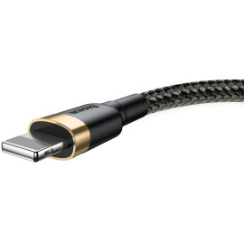 KABEL USB-A / Lightning iPhone Baseus Cafule CALKLF-BV1 100cm Apple 2.4A CZARNO-ZŁOTY W OPLOCIE