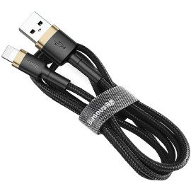 KABEL USB-A / Lightning iPhone Baseus Cafule CALKLF-BV1 100cm Apple 2.4A CZARNO-ZŁOTY W OPLOCIE