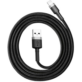 KABEL USB-A / Lightning iPhone Baseus Cafule CALKLF-BG1 100cm Apple 2.4A CZARNO-SZARY W OPLOCIE