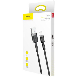 KABEL USB-A / Lightning iPhone Baseus Cafule CALKLF-AG1 50cm Apple 2.4A CZARNO-SZARY W OPLOCIE