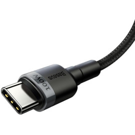 KABEL USB-C / USB-C Baseus Cafule CATKLF-ALG1 200cm 100W 5A PD 2.0 QC 3.0 CZARNO-SZARY W OPLOCIE