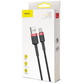 KABEL USB-A / USB-C Baseus Cafule CATKLF-U91 300cm 2A QC 3.0 CZARNO-CZERWONY W OPLOCIE