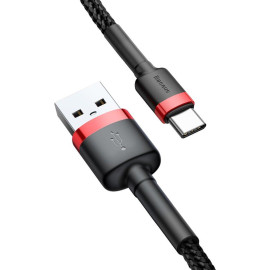 KABEL USB-A / USB-C Baseus Cafule CATKLF-U91 300cm 2A QC 3.0 CZARNO-CZERWONY W OPLOCIE