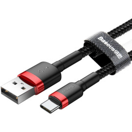 KABEL USB-A / USB-C Baseus Cafule CATKLF-U91 300cm 2A QC 3.0 CZARNO-CZERWONY W OPLOCIE