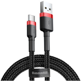 KABEL USB-A / USB-C Baseus Cafule CATKLF-U91 300cm 2A QC 3.0 CZARNO-CZERWONY W OPLOCIE