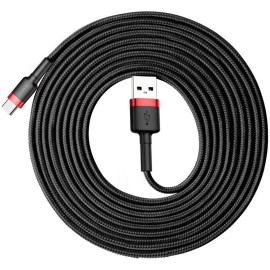 KABEL USB-A / USB-C Baseus Cafule CATKLF-U91 300cm 2A QC 3.0 CZARNO-CZERWONY W OPLOCIE