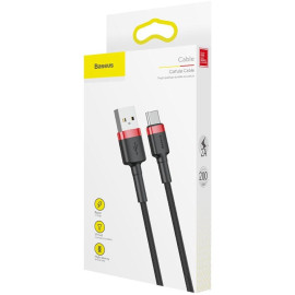 KABEL USB-A / USB-C Baseus Cafule CATKLF-C91 200cm 2A QC 3.0 CZARNO-CZERWONY W OPLOCIE