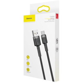 KABEL USB-A / USB-C Baseus Cafule CATKLF-BG1 100cm 3A QC 3.0 CZARNO-SZARY W NYLONOWYM OPLOCIE