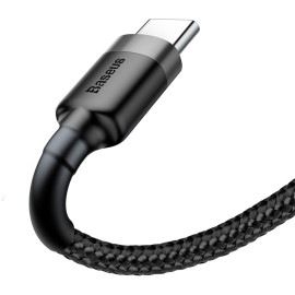 KABEL USB-A / USB-C Baseus Cafule CATKLF-BG1 100cm 3A QC 3.0 CZARNO-SZARY W NYLONOWYM OPLOCIE