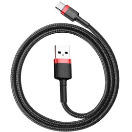 KABEL USB-A / USB-C Baseus Cafule CATKLF-B91 100cm 3A QC 3.0 CZARNO-CZERWONY W OPLOCIE