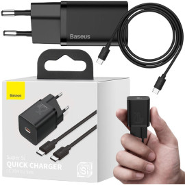 ŁADOWARKA SIECIOWA Baseus Super Si Quick Charger 1C TZCCSUP-L01 25W 1x USB-C PD 3.0 QC 3.0 + KABEL