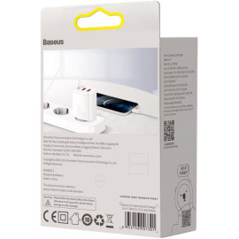 ŁADOWARKA SIECIOWA Baseus Compact Quick Charger CCXJ-E02 30W 2x USB-A 1x USB-C PD 3.0 QC 3.0 BIAŁA