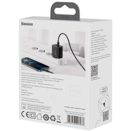 ŁADOWARKA SIECIOWA Baseus Compact Quick Charger CCXJ-B01 20W 1x USB-A 1x USB-C PD 3.0 QC 3.0 CZARNA