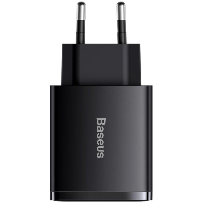 ŁADOWARKA SIECIOWA Baseus Compact Quick Charger CCXJ-E01 30W 2x USB-A 1x USB-C PD 3.0 QC 3.0 CZARNA