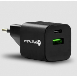 ŁADOWARKA SIECIOWA everActive GaN SC-390QB 30W 1xUSB-C 1xUSB-A PD PPS