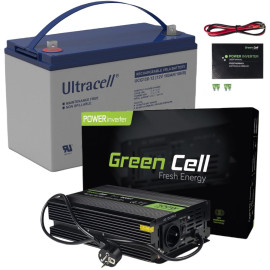 ZESTAW PRZETWORNICA Green Cell 12V/ 230V 300W/600W CZYSTY SINUS + AKUMULATOR AGM ULTRACELL 12V 100Ah