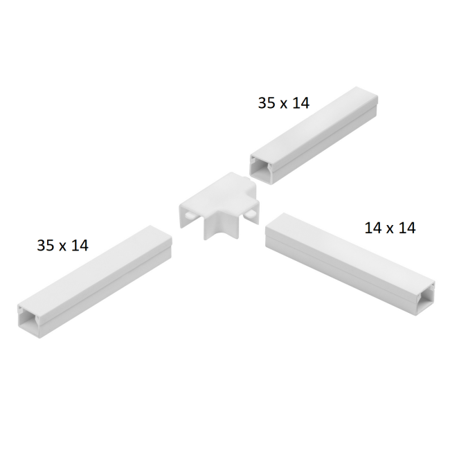 Osprzęt do listew elektroinstalacyjnych, trójnik redukcyjny BIAŁY LOR 35x14x35 (1szt.)