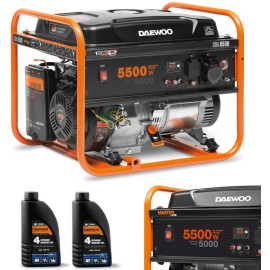 ZESTAW AGREGAT PRĄDOTWÓRCZY DAEWOO GDA 6500 5.5kW + 2x GENERATOR OIL SAE 10W-30 DWO 600