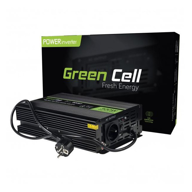 PRZETWORNICA NAPIĘCIA INWERTER Green Cell 12V / 230V 300W/600W CZYSTA SINUSOIDA INV07