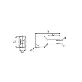 TULEJKA IZOLOWANA PODWÓJNA 2,5mm2 DUID-2x2,5-10NB NIEBIESKI (100szt.)