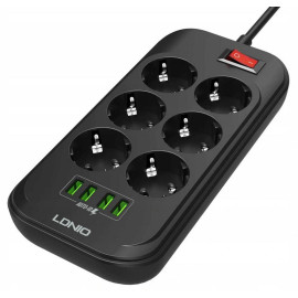 Listwa zasilająca LDNIO SE6403 6 Gniazd + 4x USB Przedłużacz