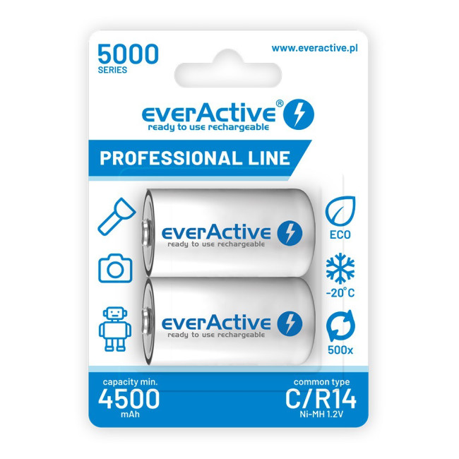 Akumulatorki C / R14 everActive Ni-MH Ni-MH 5000 mAh Professional line (box 2 szt.)