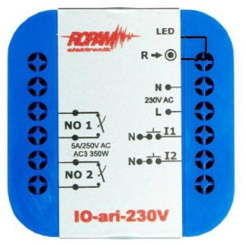 ROPAM IO-ari-230V bezprzewodowy, douszkowy, dwukanałowy sterownik 230VAC, 2xNO, 2xIN (N).