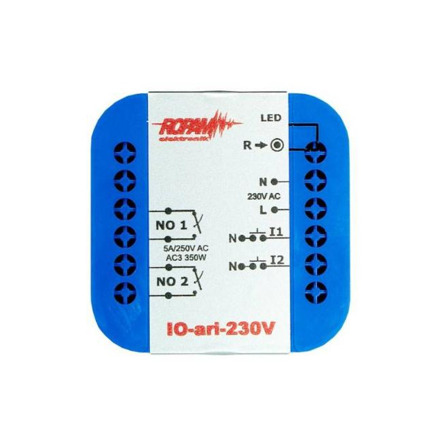 ROPAM IO-ari-230V bezprzewodowy, douszkowy, dwukanałowy sterownik 230VAC, 2xNO, 2xIN (N).